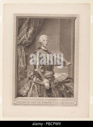 Manuel Salvador Carmona / 'Charles III'. 1783. Taille douce: etching and engraving on continuous paper. Museum: Museo del Prado, Madrid, España. Stock Photo