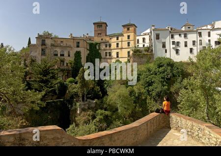 The House of Moorish King seen from a mirador, Ronda, Malaga province, Region of Andalusia, Spain, Europe. Stock Photo