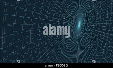 Abstract 3d Illuminated distorted Mesh Sphere . Neon Sign . Futuristic Technology HUD Element . Elegant Destroyed . Big data visualization . Stock Vector
