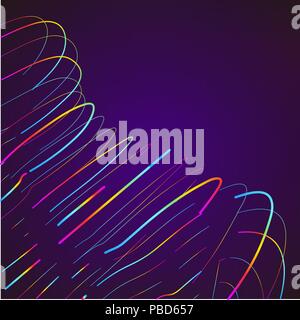 Abstract Moving Colorful Lines on Dark Background Stock Vector