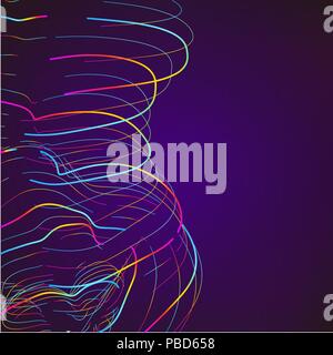 Abstract Moving Colorful Lines on Dark Background Stock Vector