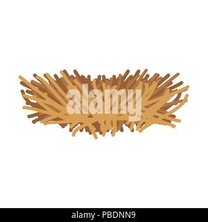 Empty nest bird isolated. Bird house made of branches. Vector illustration Stock Vector