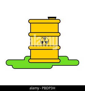 Yellow barrel radioactive waste. Biohazard container. Vector illustration Stock Vector