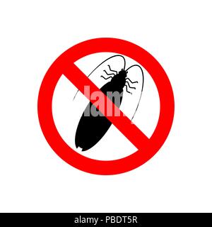 Stop cockroach. Red prohibitory road sign. Ban insect. Vector illustration Stock Vector
