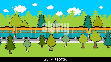 Railway track ornament. Train car pattern. Railroad background. Vector illustration Stock Vector