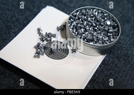 aluminum can of lead pellets for air rifle Stock Photo - Alamy