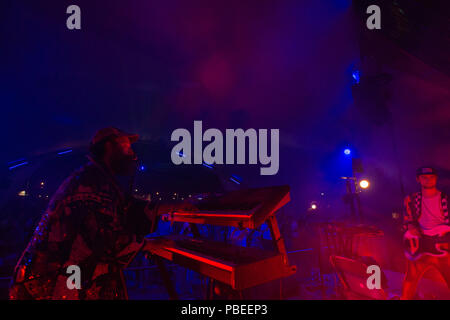 WOMAD Festival , UK,  27th, July, 2018, Age of Glass performing at Molly's Bar, Credit: Guy Peterson/Alamy Live news Stock Photo