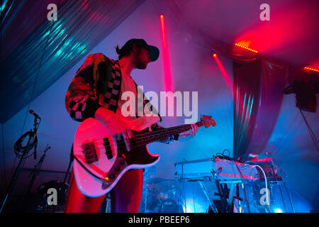 WOMAD Festival , UK,  27th, July, 2018, Age of Glass performing at Molly's Bar, Credit: Guy Peterson/Alamy Live news Stock Photo