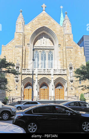 The historic Cathedral of St. John the Evangelist in downtown Cleveland, Ohio, USA is the Roman Catholic Diocese of Cleveland cathedral. Stock Photo