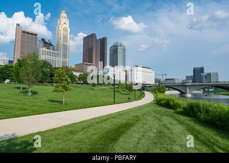 COLUMBUS, OH - JUNE 17, 2018: Columbus, Ohio city skyline from Battelle Riverfront Park Stock Photo