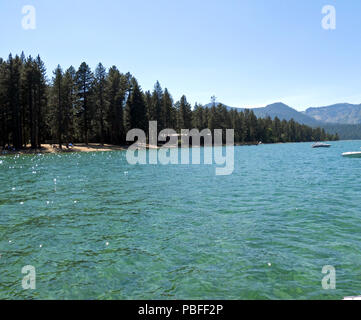 Beautiful Lake Tahoe water & shoreline Stock Photo