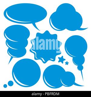 Blank speech bubbles set, communication thoughts, flat vector illustration Stock Vector