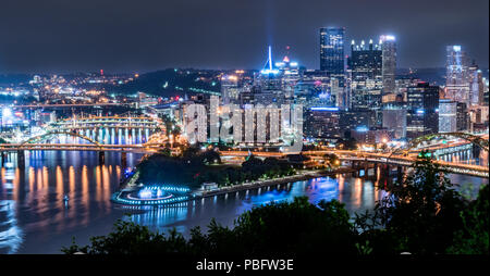 PITTSBURGH, PA - JUNE 16, 2018: Pittsburgh, Pennsylvania skyline  overlooking the Allegheny Monongahela rivers from Point of View Park on the South Sh Stock Photo