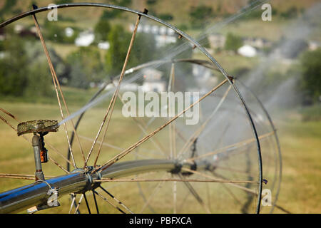 Farming irrigation systems in the Rocky Mountains of Utah. Stock Photo