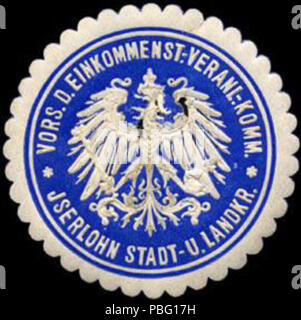 1533 Siegelmarke Vorsitzender der Einkommensteuer - Veranlagungs - Kommission - Iserlohn Stadt - und Landkreis W0220870 Stock Photo