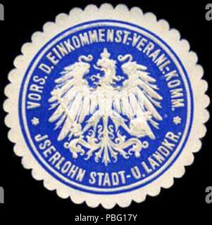 1533 Siegelmarke Vorsitzender der Einkommensteuer-Veranlagungs-Kommission - Iserlohn Stadt- und Landkreis W0255363 Stock Photo