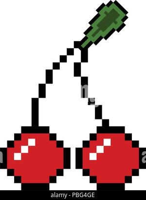 Isolated pixelated cherry icon Stock Vector