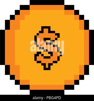 Isolated pixelated golden coin icon Stock Vector
