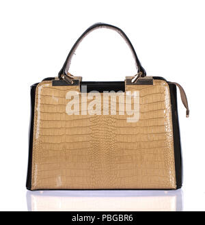Womans brown handbag isolated on white background Stock Photo
