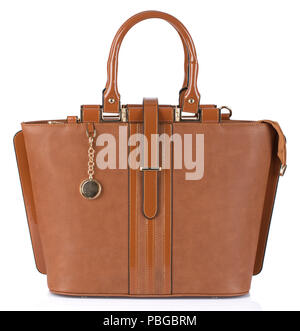 Womans brown handbag isolated on white background Stock Photo