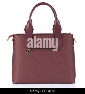 Womans brown handbag isolated on white background Stock Photo