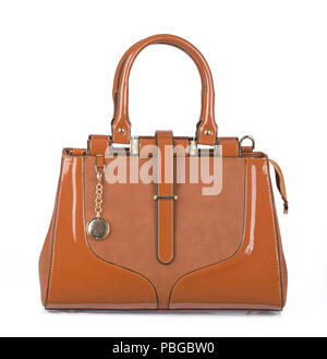Womans brown handbag isolated on white background Stock Photo