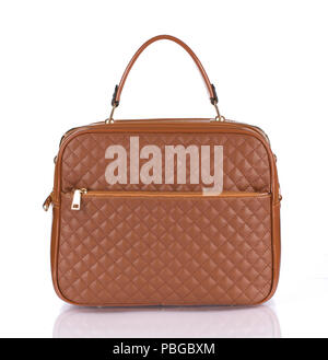 Womans brown handbag isolated on white background Stock Photo