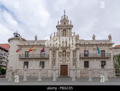 Valladolid, Spain, April, 2018:  Baroque facade  of the university building in Valladolid, Spain Stock Photo