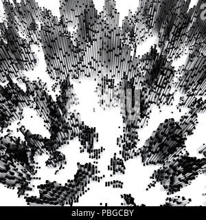 Illustration of cubes going up and down. Abstract downtown 3D render background Stock Photo