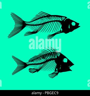 two fish bones dead silhouettes vector art Stock Vector