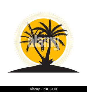 Beautiful Palm Tree Icon Silhouette Background Vector Illustration Stock Vector