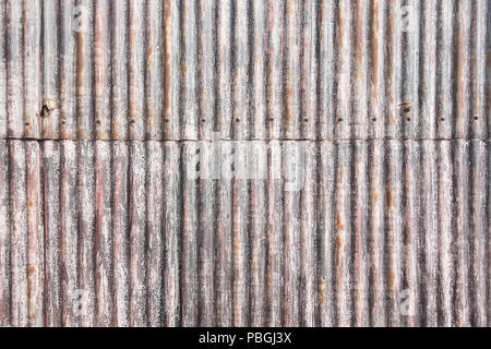 corrugated metal barn wall made of sheets joined together by bolts Stock Photo