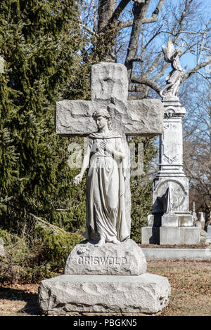 Elm Grove Cemetery, Victorian style, established in 1853. Stock Photo