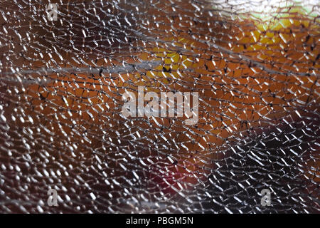 macrophotography of color texture of broken glass Stock Photo