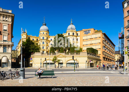 STOCKHOLM, SWEDEN - SEPTEMBER 7, 2014: Architecture in the centre of Stockholm, Sweden. Stockholm is the capital of Sweden and the most populous city  Stock Photo
