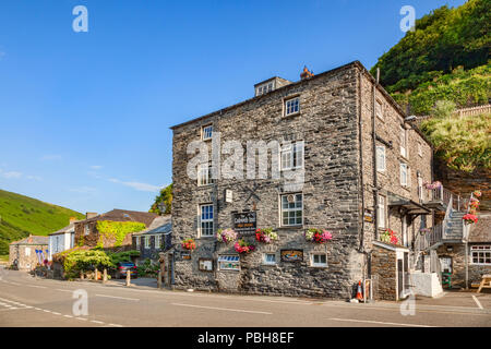 2 July 2018: Boscastle, Cornwall, UK: The Cobweb Inn, a Free House in the Cornish village. Stock Photo