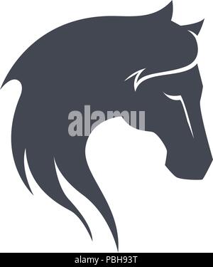 Elegant Horse Head with Long Hair Illustration Stock Vector