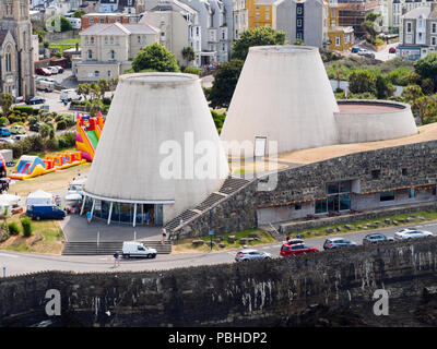 Truncated cones of the Landmark Theatre on the sefront at Ilfracombe, North Devon, UK Stock Photo