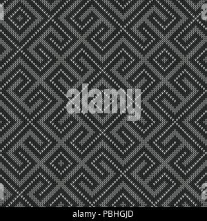 Seamless knitted Old Russian national woolen pattern. Gray Worm Labyrinth Stock Vector