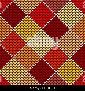Seamless woolen knitted pattern colorful Harlequin Stock Vector