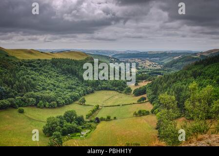 Views over the Welsh Valleys at Bwlch Nant Yr Arian Ponterwyd Aberystwyth Ceredigion Stock Photo