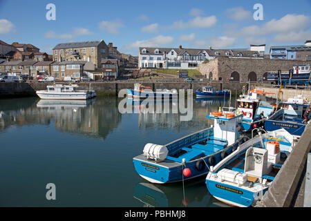 Boats in Seahouses harbour Northumberland UK Stock Photo