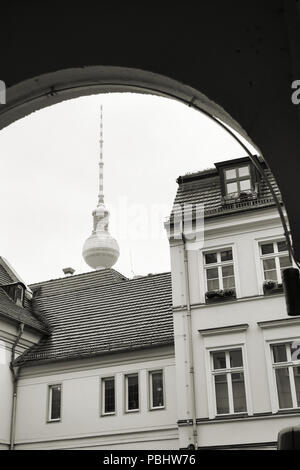 View from the Nikolai Quarter on the TV tower in Berlin Stock Photo