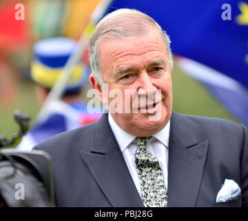 Admiral Alan West, Baron West of Spithead being interviewed on College Green, Westminster, July 2018. Labour Parliamentary Under-Secretary of State at Stock Photo