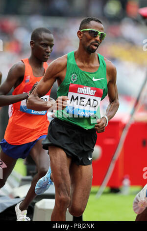Hassan MEAD (United States of America) competing in the Men's 5000m Final at the 2018, IAAF Diamond League, Anniversary Games, Queen Elizabeth Olympic Park, Stratford, London, UK. Stock Photo