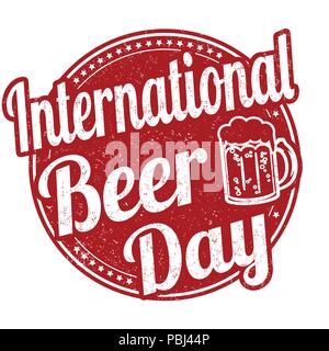 International beer day sign or stamp on white background, vector illustration Stock Vector