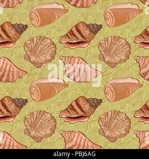 Seamless background, seashells Stock Vector