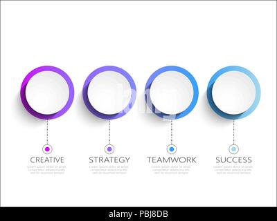 Modern 3D infographic template with 4 steps for success. Business circle template with options for brochure, diagram, timeline. Vector EPS 10 Stock Vector