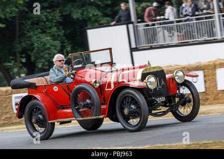 1908 Itala Grand Prix endurance racer with driver Tony Paalman at the 2018 Goodwood Festival of Speed, Sussex, UK. Stock Photo