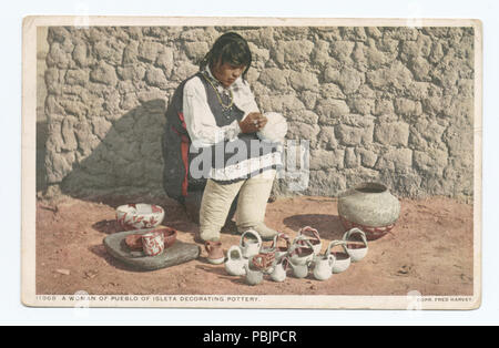 1865 Woman Decorating Pottery, Pueblo Isleta, New Mexico (NYPL b12647398-69730) Stock Photo